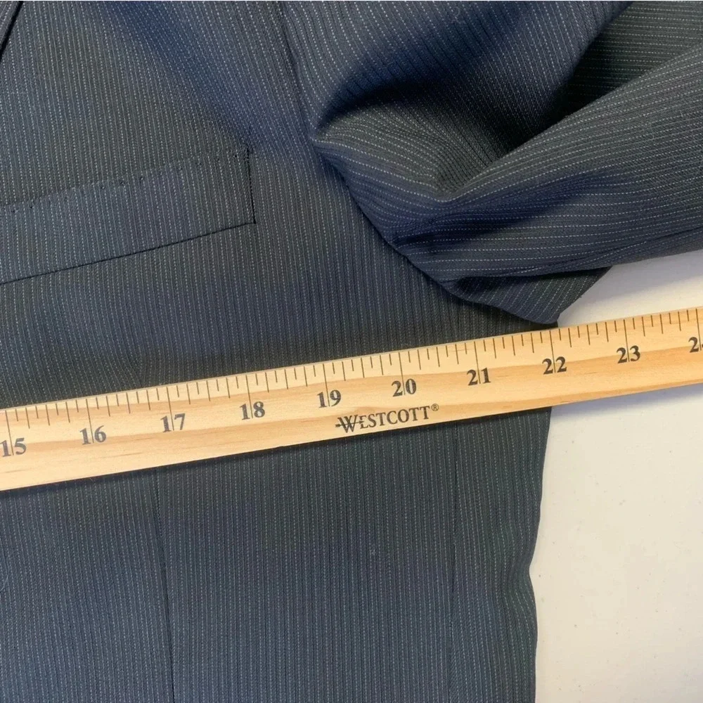 Van Gils Charcoal Grey Pin Striped Two Button Front Men's Blazer